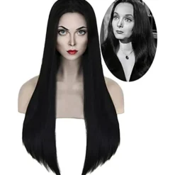 Adams Mamma Cosplay Paryk Dame Lang Sort Lige Paryk Halloween
