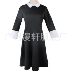 Addams Family Kostume Wednesday Addams Sort Kjole | Halloween Rollespilskostume *Morticia Paryk* L Morticia Paryk, CJY Morticia Wig en-US