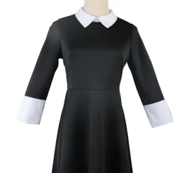 Addams Family Kostume Wednesday Addams Sort Kjole | Halloween Rollespilskostume *Morticia Paryk* L Morticia Paryk, CJY Morticia Wig en-US