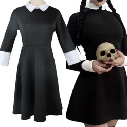 Addams Family Kostume Wednesday Addams Sort Kjole | Halloween Rollespilskostume *Morticia kjole*XXL Morticia kjole,CJY Morticia dress en-US