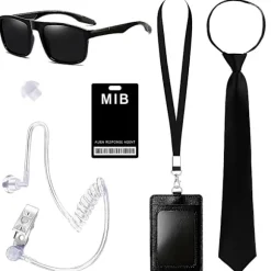 Agent Secret Service Kostumesæt Spion Kostume Tilbehør til Mænd Kvinder Børn til Cosplay (FMY)