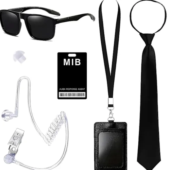 Agent Secret Service Kostumesæt Spion Kostume Tilbehør til Mænd Kvinder Børn til Cosplay (FMY)