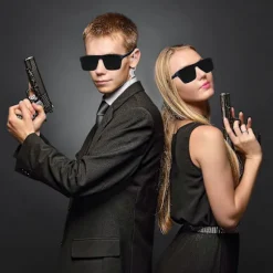 Agent Secret Service Kostumesæt Spion Kostume Tilbehør til Mænd Kvinder Børn til Cosplay (FMY)