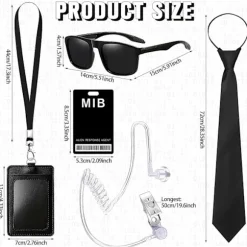 Agent Secret Service Kostumesæt Spion Kostume Tilbehør til Mænd Kvinder Børn til Cosplay (FMY)