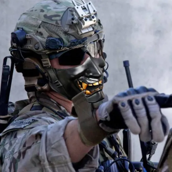 Airsoft Halvmaske, Ond Djævel Monster Kabuki Samurai Hannya