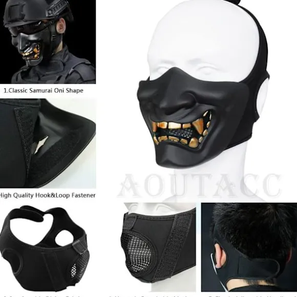 Airsoft Halvmaske, Ond Djævel Monster Kabuki Samurai Hannya