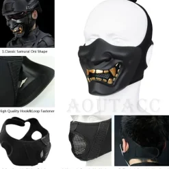 Airsoft Halvmaske, Ond Djævel Monster Kabuki Samurai Hannya