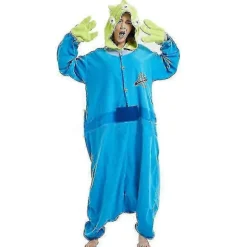 Alien Onesie Tre Øjne Grøn Herre Kigurumis Anime Pyjamas Unisex Festival Fest Kostume Voksen Hjem Nattøj Sjov Ou-FO- M fit 161*164cm