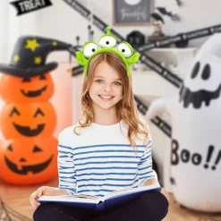Alien Pandebånd Tre-Øjet Alien Monster - Øjenkugle Alien Hovedbeklædning Cosplay Halloween Dark green