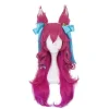 Ani Paryk Ahri Cosplay Paryk Lol Cosplay Lang Gradient Pink Paryk Med Ører Hovedbeklædning Varmebestandigt Syntetisk Hår