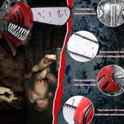 Anime Chainsaw Man Maske, Halloween Cosplay Fuldhoved Maske, Denji Hjelm