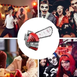 Anime Chainsaw Man Maske, Halloween Cosplay Fuldhoved Maske, Denji Hjelm