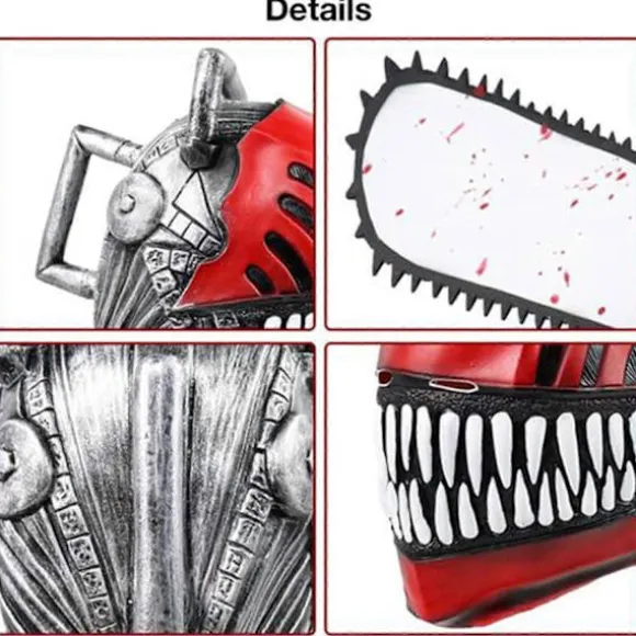 Anime Chainsaw Man Maske, Halloween Cosplay Fuldhoved Maske, Denji Hjelm