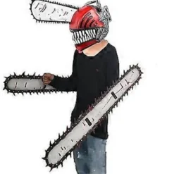 Anime Chainsaw Man Maske med Håndsav