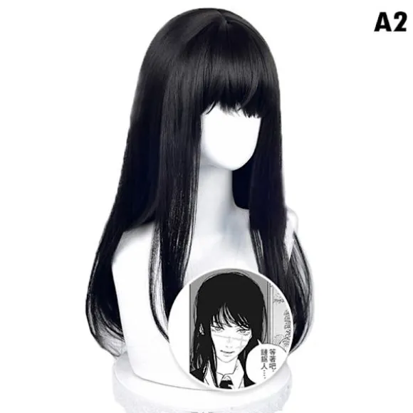 Anime Chainsaw Man Mitaka Asa Cosplay paryk Asa Mitaka Lang Sort Black One Size