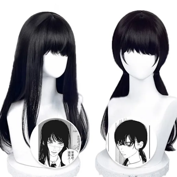 Anime Chainsaw Man Mitaka Asa Cosplay paryk Asa Mitaka Lang Sort Black One Size