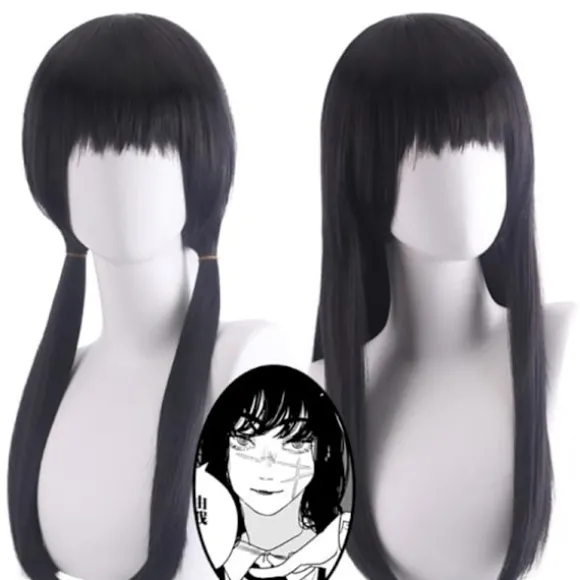Anime Chainsaw Man Mitaka Asa Cosplay paryk Asa Mitaka Lang Sort Black One Size