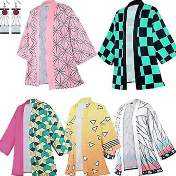 Anime Cosplay Kostume Demon Slayer Kimetsu No Yaiba Haori Kimono Agatsuma Zenitsu Kochou Shinobu Sommerjakke Skjorte Anime Tøj-r (XXS S)