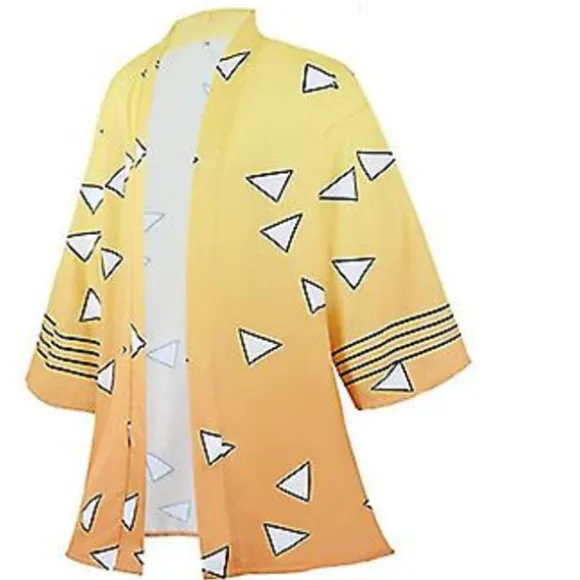 Anime Cosplay Kostume Demon Slayer Kimetsu No Yaiba Haori Kimono Agatsuma Zenitsu Kochou Shinobu Sommerjakke Skjorte Anime Tøj-r (XXS S)