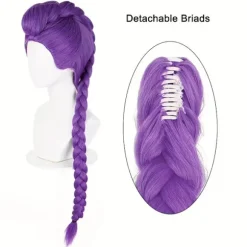 Anime Cosplay Paryk med Flettet Hestehale Purple