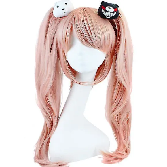 Anime Cosplay Paryk Pink Dobbelt Hestehale Cosplay Paryk