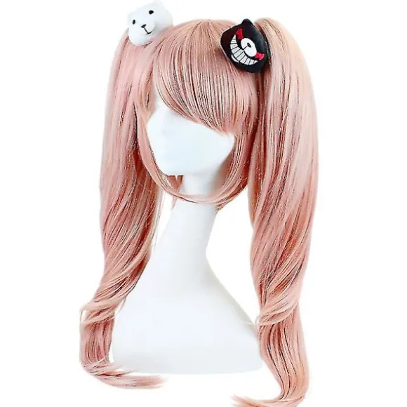 Anime Cosplay Paryk Pink Dobbelt Hestehale Cosplay Paryk