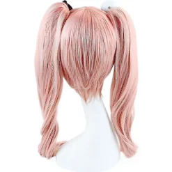 Anime Cosplay Paryk Pink Dobbelt Hestehale Cosplay Paryk