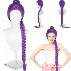 Anime Cosplay Parykker Lilla Flettede Parykker Unisex Anime Kostume Parykker Lilla Syntetiske Flettede Parykker Cosplay Parykker til Anime Konventioner Sceneoptrædener | Fyndiq