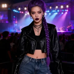 Anime Cosplay Parykker Lilla Flettede Parykker Unisex Anime Kostume Parykker Lilla Syntetiske Flettede Parykker Cosplay Parykker til Anime Konventioner Sceneoptrædener | Fyndiq