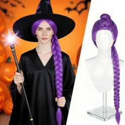 Anime Cosplay Parykker Lilla Flettede Parykker Unisex Anime Kostume Parykker Lilla Syntetiske Flettede Parykker Cosplay Parykker til Anime Konventioner Sceneoptrædener | Fyndiq