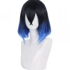 Anime Cosplay Parykker, Varmebestandige Syntetiske Parykker til Halloween, Hverdagsfest Kostumetilbehør (Sort Mørkeblå Gradient)
