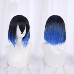 Anime Cosplay Parykker, Varmebestandige Syntetiske Parykker til Halloween, Hverdagsfest Kostumetilbehør (Sort Mørkeblå Gradient)