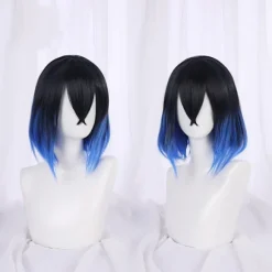 Anime Cosplay Parykker, Varmebestandige Syntetiske Parykker til Halloween, Hverdagsfest Kostumetilbehør (Sort Mørkeblå Gradient)