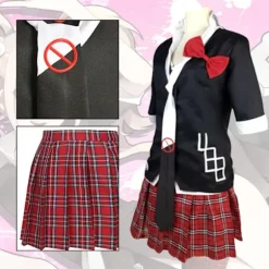 Anime Danganronpa Enoshima Junko Cosplay Kostume Uniform Cafe Arbejdstøj Kort Nederdel Dobbelt Hale Flet Paryk Halloween Kostume S,CJY S en-US