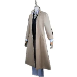 Anime Dazai Osamu Cosplay Kostume Bungo Stray Dogs Cosplay Lang Frakke Kappe Dazai Osamu Paryk Halloween Jul Kostume paryk kun wig only XXL
