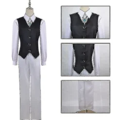 Anime Dazai Osamu Cosplay Kostume Bungo Stray Dogs Cosplay Lang Jakke Kappe Dazai Osamu Paryk Halloween Julekostume paryk kun paryk kun wig only XXL | Fyndiq