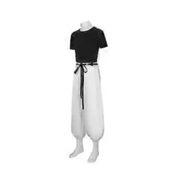 Anime Fushiguro Toji Cosplay Jujutsu Kaisen Kostume Kortærmet Herre Top Bukser Halloween Rave Party Kampuniform Sæt (L Hvid)