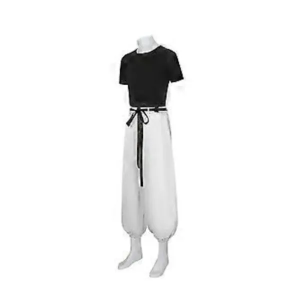 Anime Fushiguro Toji Cosplay Jujutsu Kaisen Kostume Kortærmet Herre Top Bukser Halloween Rave Party Kampuniform Sæt (L Hvid)