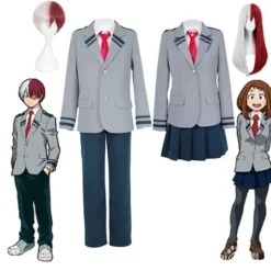 Anime My Hero Academia Midoriya Izuku Cosplay Kostume Todoroki Shoto Skoleuniform Sæt Paryk Outfit Unisex Halloween Rollespil XXL,CJY XXL Only wig