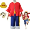 Anime One Piece Cos Dragt Monkey D. Luffy Cosplay Kostume Halmhat Sko Rekvisitter To år senere generationens Tøj Halloween Ny