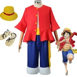 Anime One Piece Cos Dragt Monkey D. Luffy Cosplay Kostume Halmhat Sko Rekvisitter To år senere generationens Tøj Halloween Ny