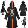 Anime One Piece Cosplay Trafalgar Law Cosplay Kostume Sort Lang Hættetrøje Kappe Halloween Kostume Til Voksen Mand (S)