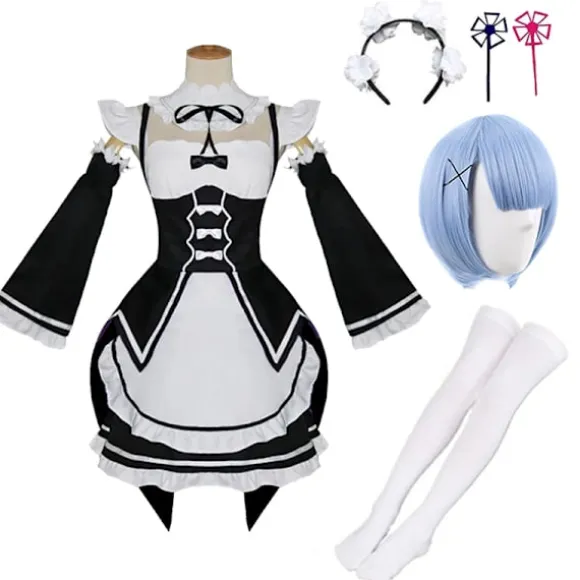 Anime Re:Zero - Starting Life in Another World Ram/Rem Cosplay Kostumer Maid Outfit Halloween Kostume Maid Servant Kjole stil 6 style6{EFY} style6 XL | Fyndiq