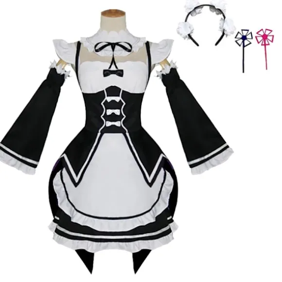 Anime Re:Zero - Starting Life in Another World Ram/Rem Cosplay Kostumer Maid Outfit Halloween Kostume Maid Servant Kjole stil 6 style6{EFY} style6 XL | Fyndiq