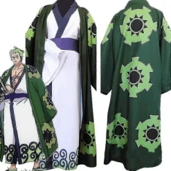 Anime Roronoa Zoro Cosplay Kostume Wano Kuni Land Kimono Kåbe Komplet Sæt Tøj Halloween Karneval Suit - Pjun Full Set L