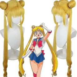 Anime Sailor Moon Paryk Cosplay Kostume Dame Gyldent Langt Syntetisk Hår Halloween Fest Rollespil Parykker