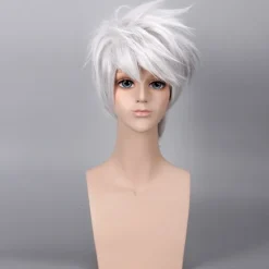 Anime sølvhvid Okanada omvendt krøllet kort hår cospl