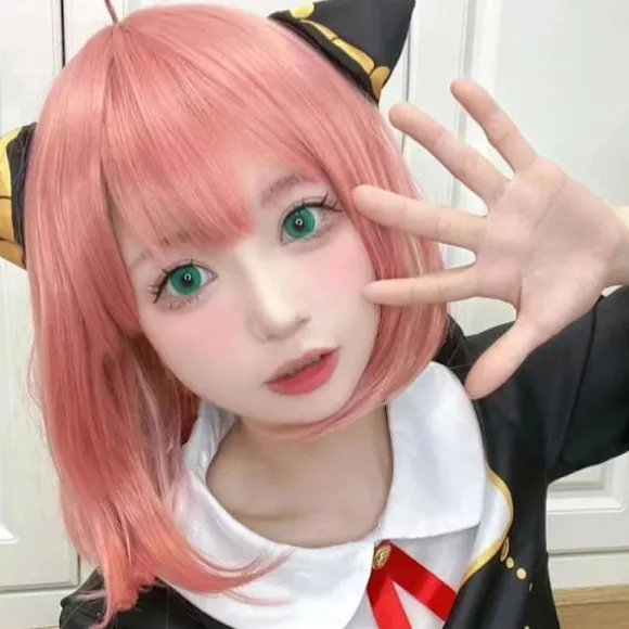 Anime Spy X Family Anya Forger Piger Rosa Cosplay Parykker Hår Acc