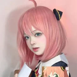 Anime Spy X Family Anya Forger Piger Rosa Cosplay Parykker Hår Tilbehør