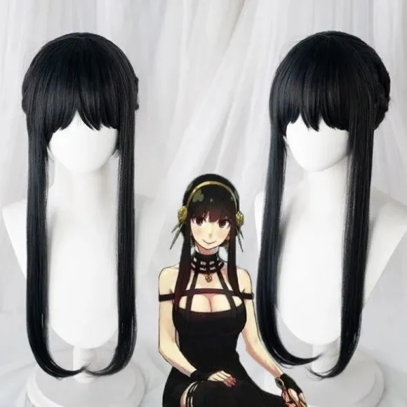 Anime SPY×FAMILY Yor Forger Lang Sort Cosplay Paryk Hårrulle Pl Sort One Size